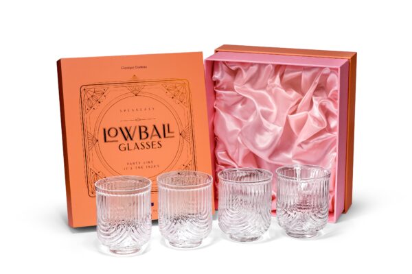 matrie Gatsby Lowball Glasses – Set of 4 Vintage-Inspired 13 oz Tumblers - Image 2