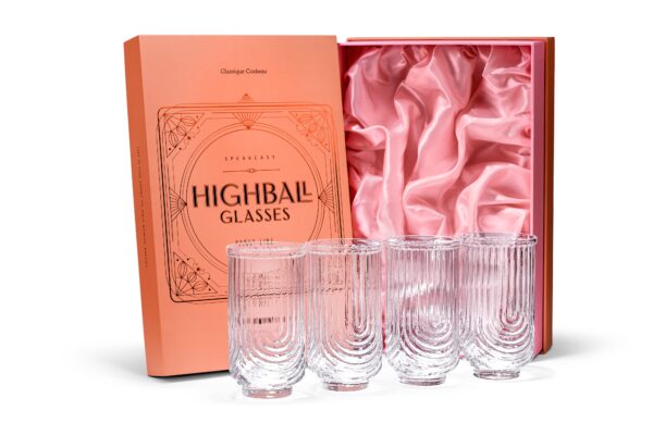 matrie Gatsby Highball Glasses – Set of 4 Vintage-Inspired 14 oz Tumblers - Image 2