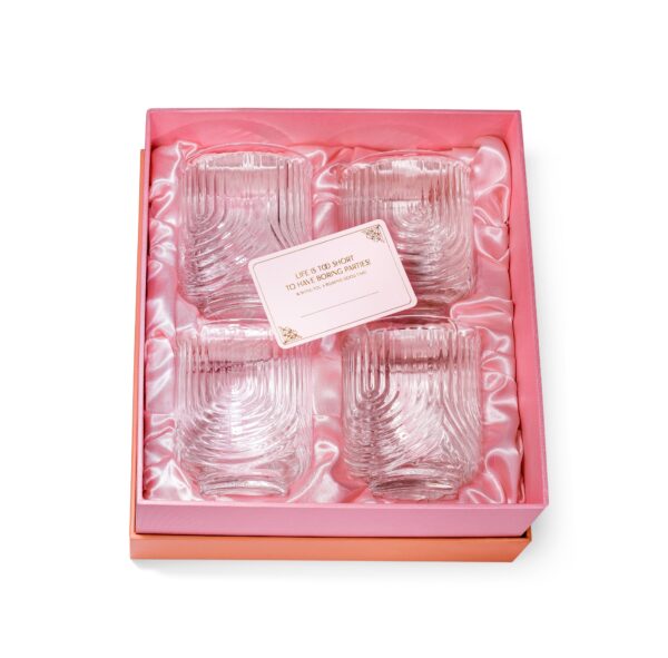 matrie Gatsby Lowball Glasses – Set of 4 Vintage-Inspired 13 oz Tumblers - Image 3