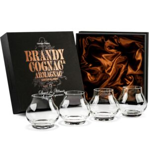 matrie Stemless Brandy & Cognac Tasting Glasses – Set of 4 Elegant Snifters
