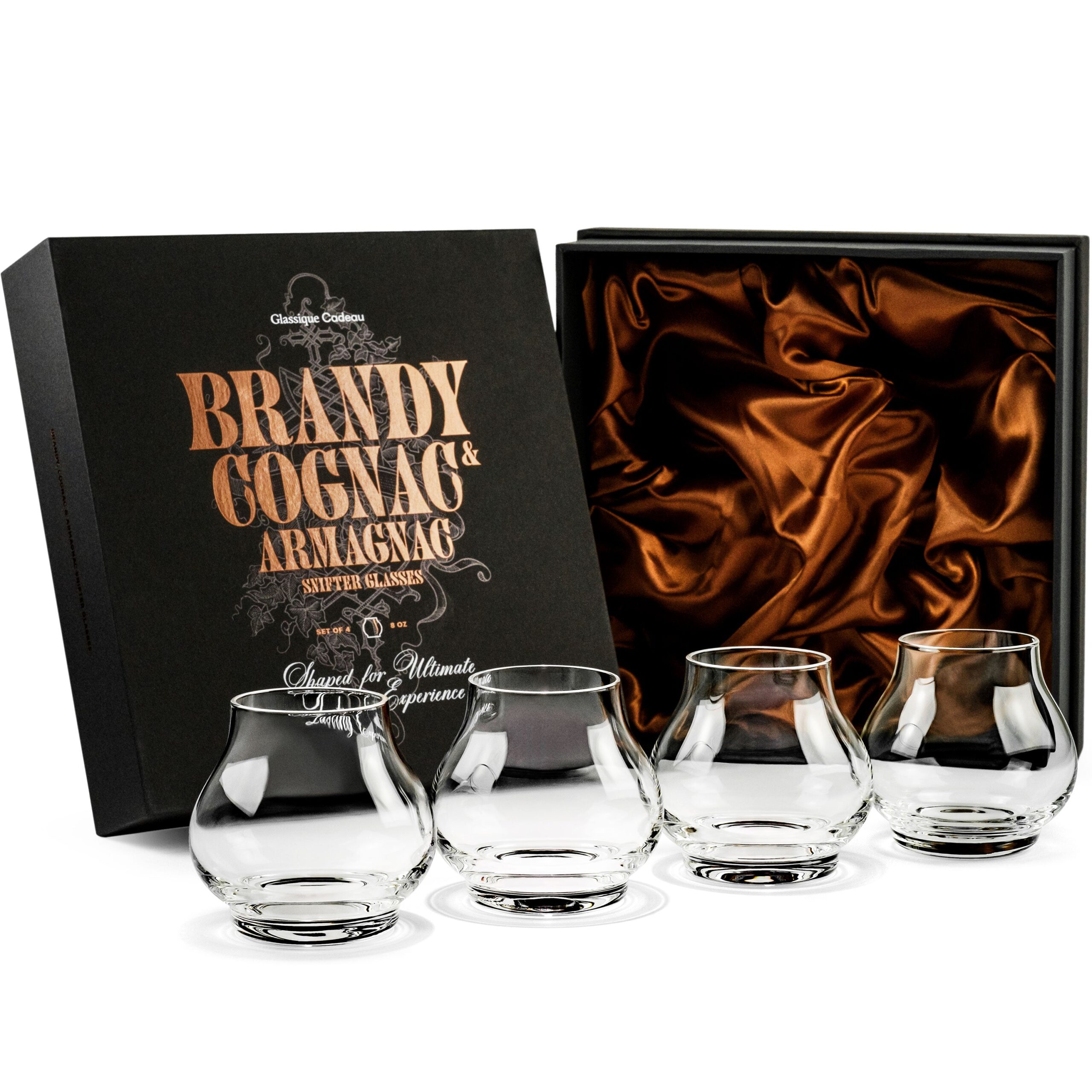 matrie Stemless Brandy & Cognac Tasting Glasses – Set of 4 Elegant Snifters