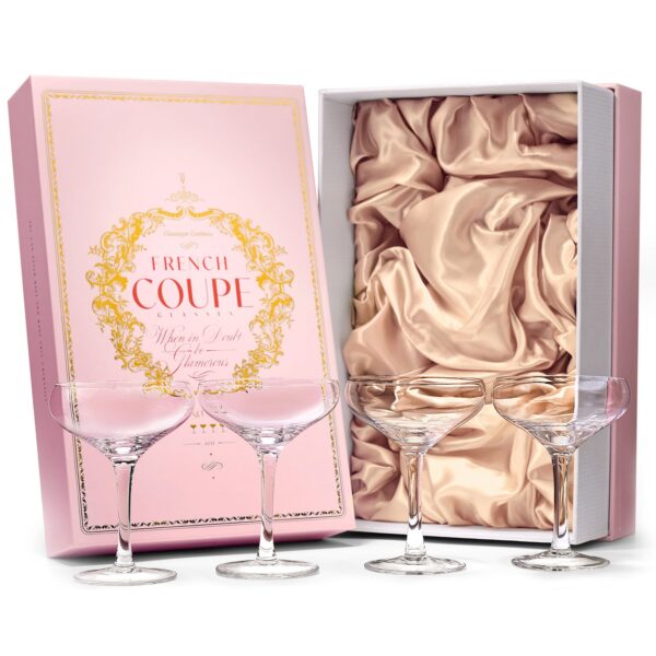matrie Elegant Coupe Glasses – Set of 4 Classic Champagne & Cocktail Glasses (6 oz) - Image 3