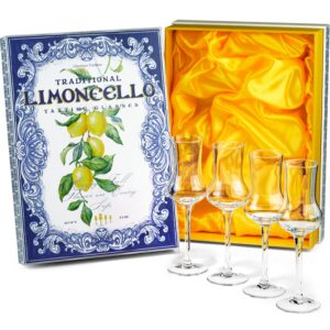 matrie Limoncello Shot Glasses – Set of 4 Elegant Mini Liqueur Glasses
