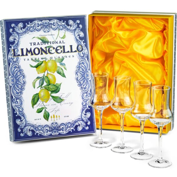 matrie Limoncello Shot Glasses – Set of 4 Elegant Mini Liqueur Glasses