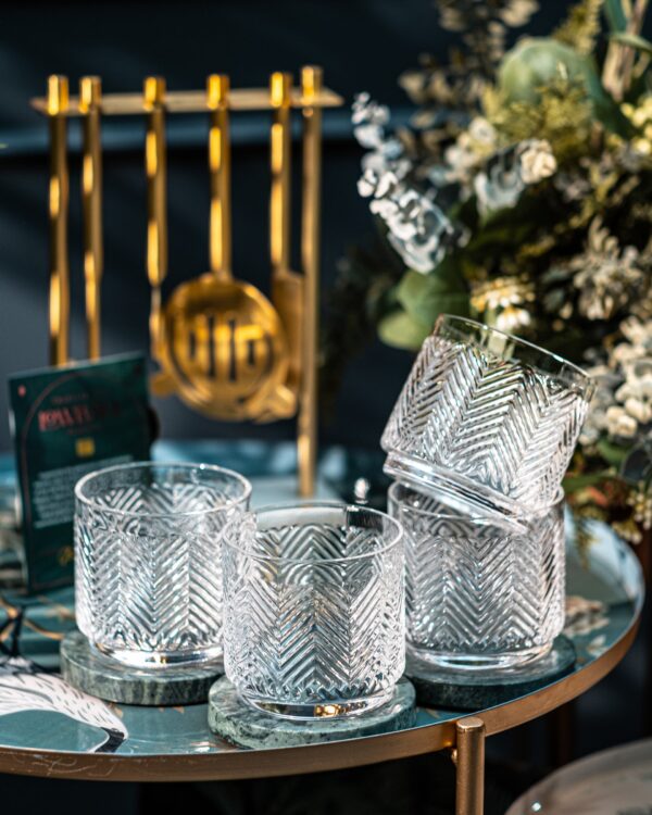 matrie Vintage Lowball Glasses – Set of 4 Retro Cocktail Tumblers (11 oz) - Image 5