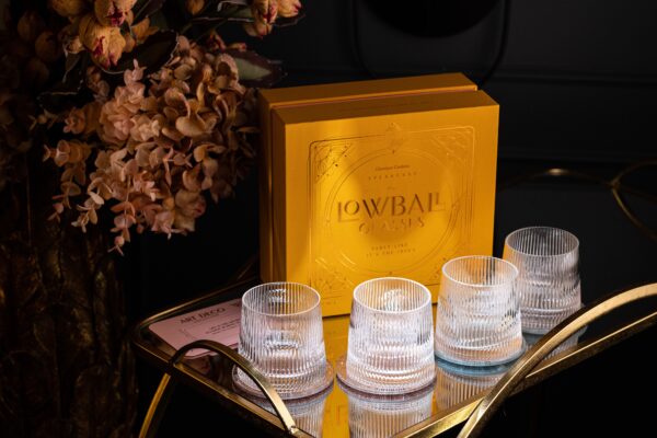 matrie Retro Lowball Glasses – Set of 4 Art Deco Cocktail Tumblers (9 oz) - Image 5